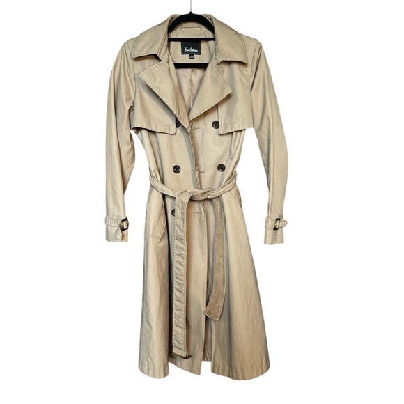 Sam Edelman Jackets & Blazers - Sam Edelman Trench‎ Coat Womens Small Beige Tan Double Breasted Belt Classic